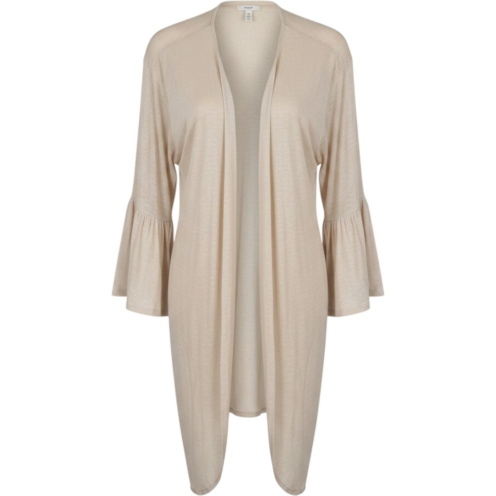 Umgee Kimono Women Small Beige NWT Leopard Print Sheer Ruffle Bell Sleeve Boho